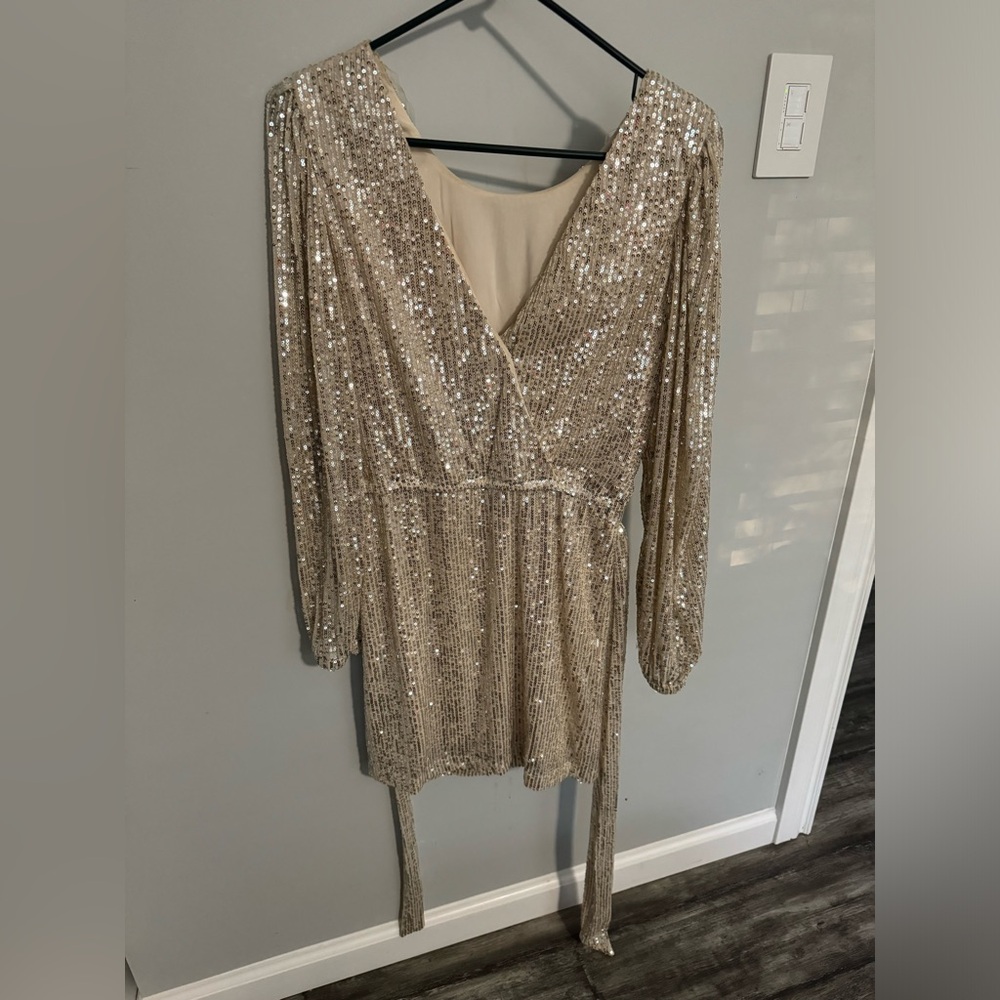 Champagne Sequin Champagne Sequin High Neck Ruched Bodycon Mini Dress  AX  Paris